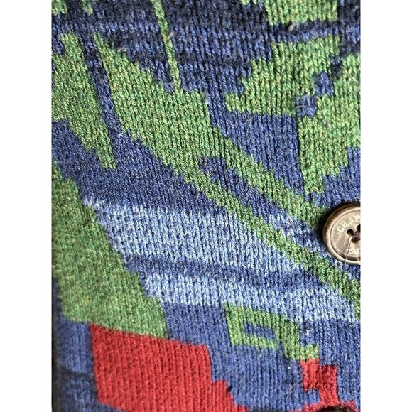 Chaps Southwestern Sleeveless Cardigan Sweater Vest Maroon Green Blue Plus Sz M - Picture 2 of 8